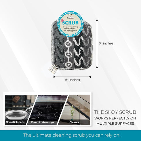 Skoy Scrub: 4-pack Reusable Non-Scratching Dish Scrubber for Kitchen and Household Cleaning, Dishwasher Safe