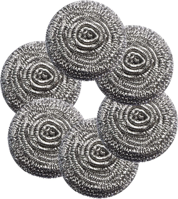6Pcs Steel Wool Scrubbers, Flexible Pads for Cleaning Dishes, Pots, Pans, Grills, and Sinks