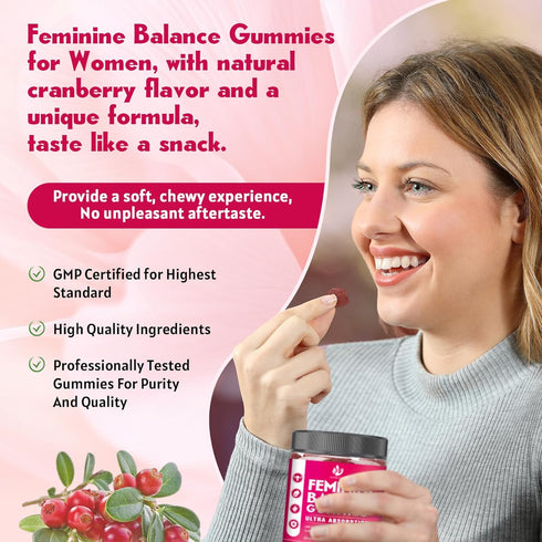 Gummies Gummies 60 Gummies (1 Pack) Feminine Balance for Women Sugar Free - Vaginal Health, Antioxidant, Digestive