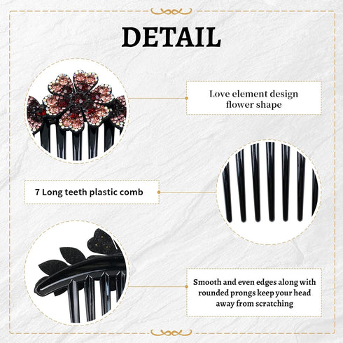 inSowni 6 Pack Luxury Sparkly Glitter Flower Leaf Rhinestone Hair Side Combs, French Twist Slides Hairpins