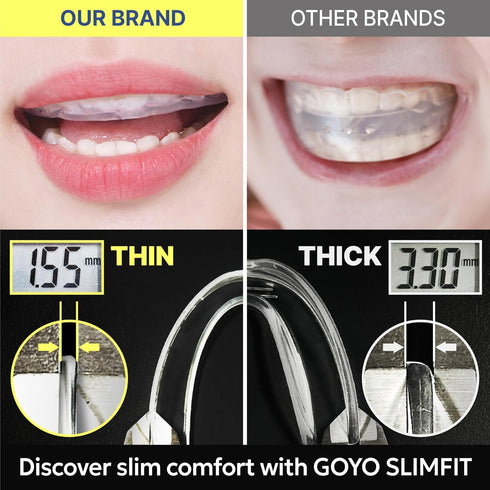 GOYO Slim FIT Pack of 4 Mouth Guard for Clenching Teeth at Night, Thermo Checker & Dental Case, Custom-Fit Bruxism Guard