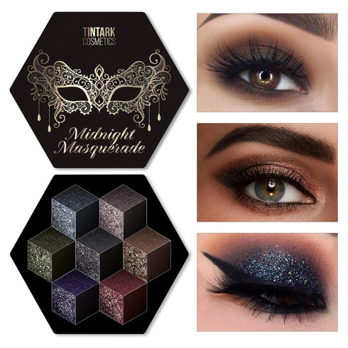 Black Smokey Eyeshadow Makeup Palette - Dark Glitter Shimmer Matte Palettes for Halloween Goth Make Up, 21 Colors