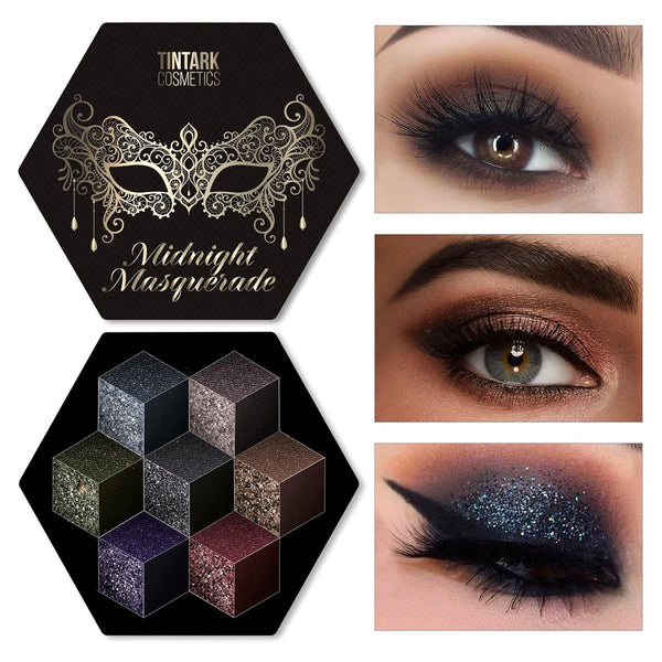 Black Smokey Eyeshadow Makeup Palette - Dark Glitter Shimmer Matte Palettes for Halloween Goth Make Up, 21 Colors