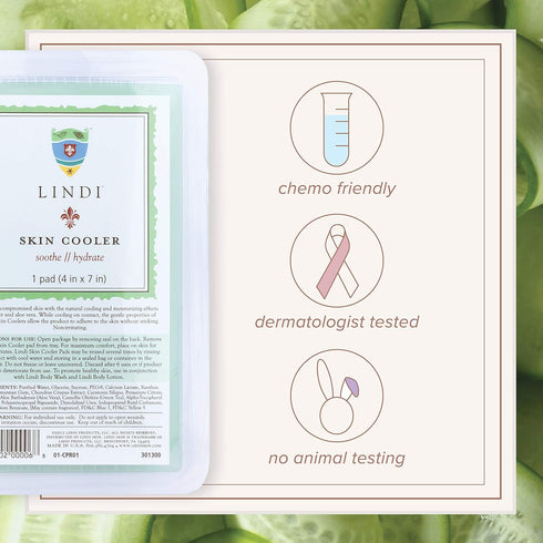 LINDI SKIN Cooler Pad - Hydro-Gel Cooling Formula with Aloe Vera & Green Tea for Redness Relief (1 Pack, 4x7 inch)
