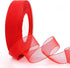 1 Inch Red Organza Ribbon, 50 Yard Sheer Chiffon for Gift Wrapping, Transparent Wired Tulle for Holiday Presents