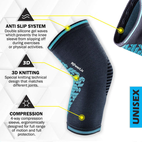 POWERLIX Compression Knee Sleeve for Women & Men, Medical Knee Brace for Arthritis & Knee Pain Relief, meniscus tear