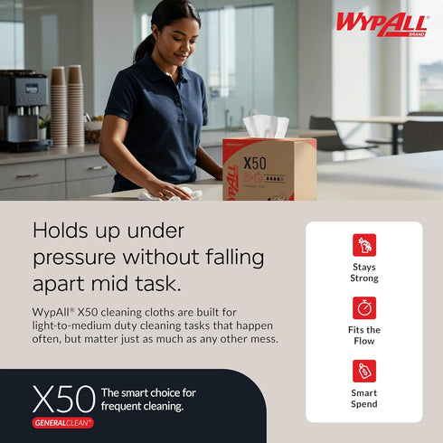 X50 9 4/5 13 2/5, 1100/Roll Cloths, Jumbo Roll, x White