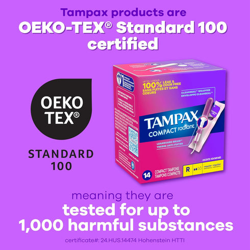 Pack 3 (28 count pack) Tampax Pocket Radiant Compact Plastic Tampons, with LeakGuard Braid, Regular Absorbency