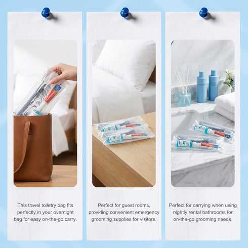 Set, Packaged, (4-Pack) Travel Toothbrush Kit Bulk, Hygiene Kit Bulk with Toothbrush Toothpaste Floss Picks, Comb