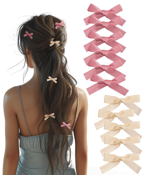 Mini Ribbon Bow Hair Clips for Women and Girls, 24 PCS Coquette Barette Hair Clip Accessories for Spring Summer