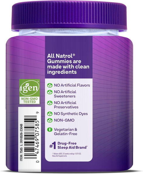 Natrol 5mg Melatonin Gummies, Sleep Support for Adults, 60 Strawberry-Flavored Gummies, 30 Day Supply