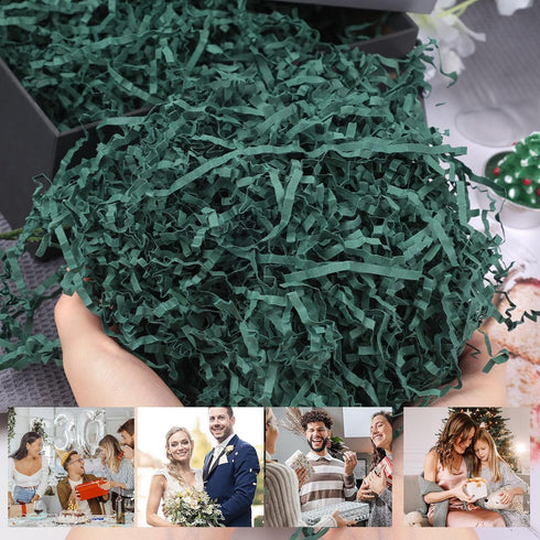 VGOODALL 2LB Green Crinkle Cut Paper, Shredded Confetti for Gift Basket Filling Holiday Box Wrapping