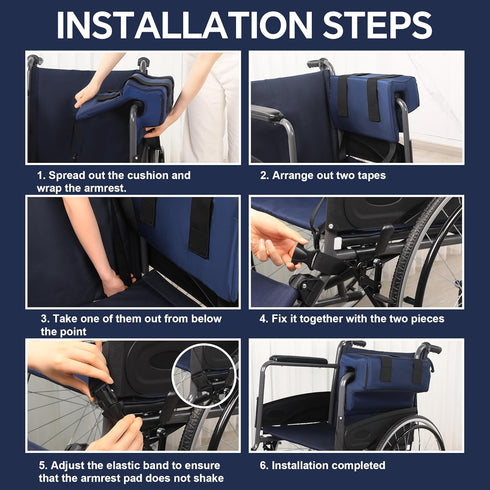 ROYALAY Wheelchair Armrest Pads, Lateral Support Anti-Rollover for Wheelchair with Adjustable Strap, High-Density Foam
