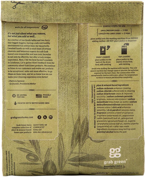 Grab Green Stoneworks Laundry Detergent Pods, Olive Leaf, 50 Count (Pack of 1)