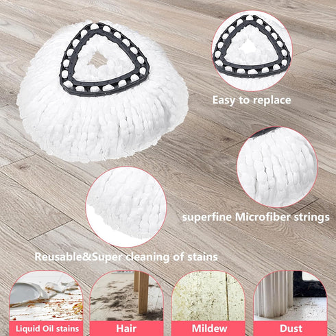 Mop Replacement Heads Combo for Ocedar Easywring 1-Tank System, 2 Pcs & 1 Scrub Brush, Microfiber Spin Mop Replacement