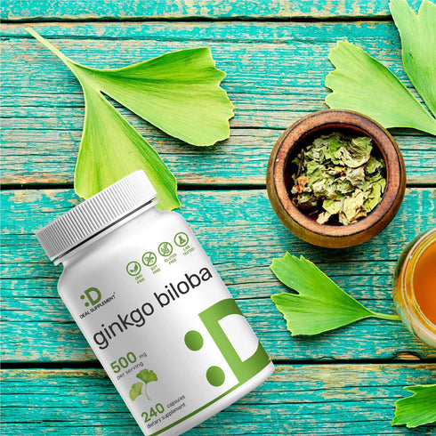 DEAL SUPPLEMENT Ginkgo Biloba 500mg - 240 Capsules, 4 Month Supply, Extra Strength for Promoting Brain Function
