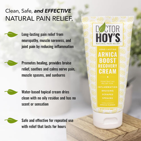 DOCTOR HOY'S Natural Arnica Boost Recovery Cream - Topical Homeopathic Formula for Bruise and Muscle Pain Relief (3 Fl