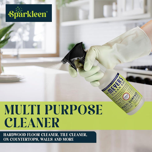 Mrs. Meyers Multi-Surface All Purpose Cleaner Set, Multi-Purpose Cleaner 2 Pack Spray and Cloth Set Bundle for Bathroom, Living Room or Bedroom, 16 oz, Lemon Verbena