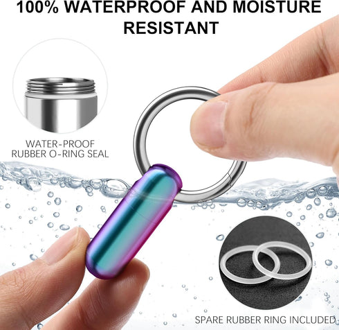 Small Pill Case Keychain, Portable Waterproof Titanium Pocket Organizer for Travel