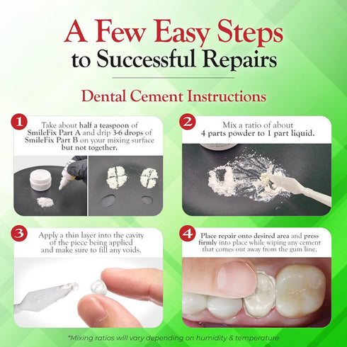 BF Products SmileFix Dental Repair Kit - Temporary Teeth Fix with Zinc Oxide & Eugenol Oil Cement for Crowns & Bridges