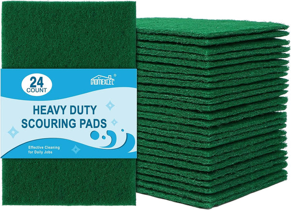 HOMEXCEL Heavy Duty Scouring Pad, 24 Pack Green Scrubbing Pads for Kitchen, Dishes, Pots, Pans, Metal Grill