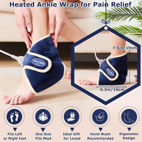 CAMECO Electric Heating Pad for Achilles Tendinitis, Adjustable 86°F-158°F for Pain Relief, Auto Shut Off Feature