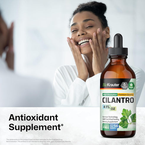 Cilantro Supplement - Organic Cilantro Leaf Tincture - Rich Source of Antioxidants - Natural Body Cleansing & Detox Liquid - Vegan, Alcohol Free Drops 4 Fl.Oz.