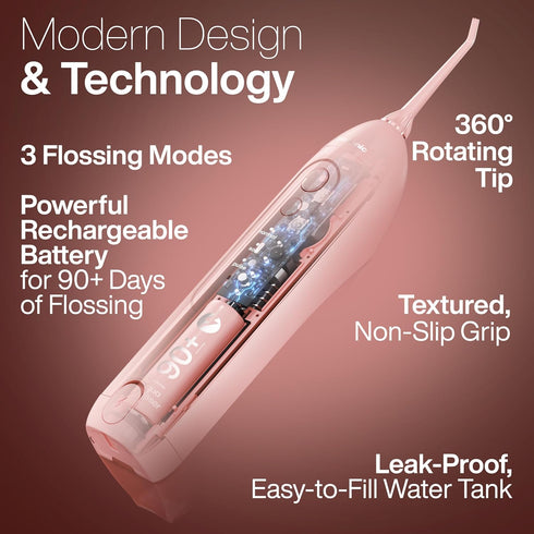 AquaSonic Icon Water Flosser for Teeth - Cordless Rechargeable Oral Irrigator, Waterproof, Portable Dental Cleaning,