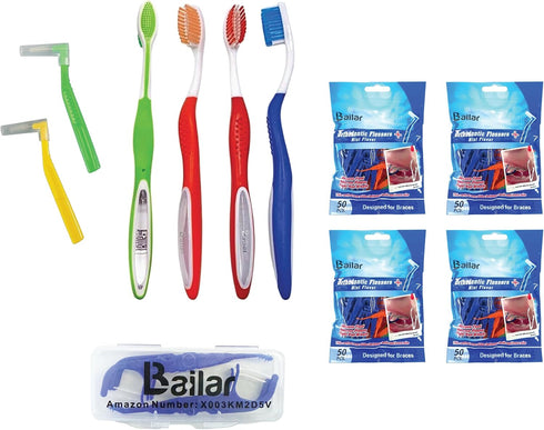 Braces Flosser | Ortho Floss | 200 Count Bag | Pack of 4 | Soft Bristle Orthodontic Toothbrush for Cleaning