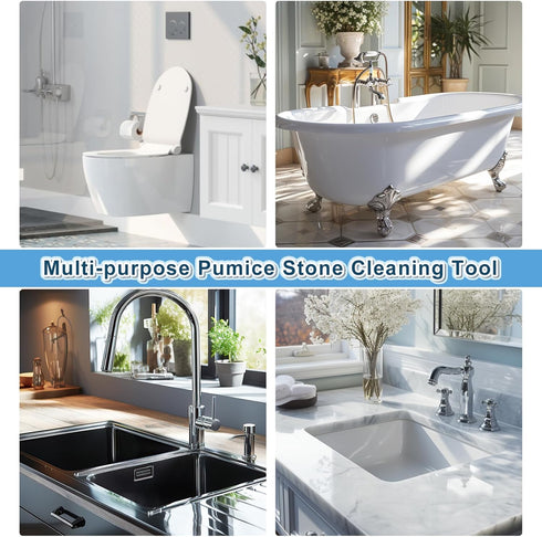 Larger Pumice Stone Toilet Bowl Cleaner, 16.7 Inch with Handle for Hard Water Ring and Stains Cleaning