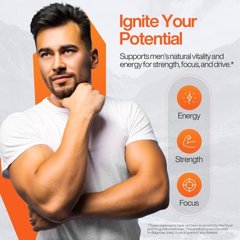Vynora Nutrition 90 Testosterone Booster Supplement - Male Enhancing Performance Pills for Men - Fast Acting Blood