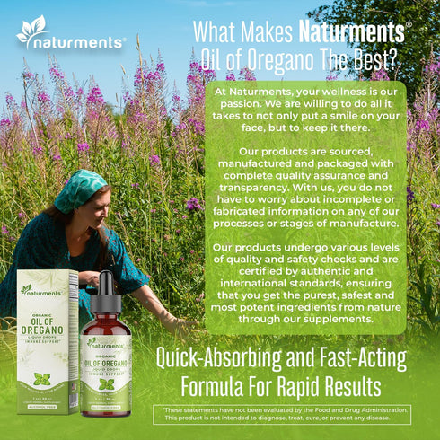 Immune 1 Oz 30 Ml Naturments Oregano Oil Drops for Support & Gut Health. Vegan, Non-GMO, Sugar Free & Gluten Free