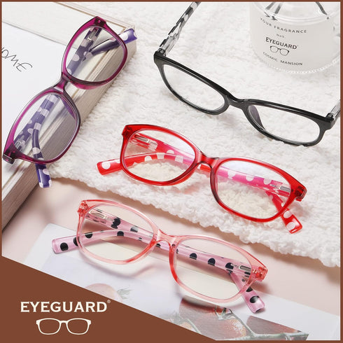 EYEGUARD Polka Dots Fashion Ladies Reading Glasses - 4 Pairs Spring Hinge Readers for Women