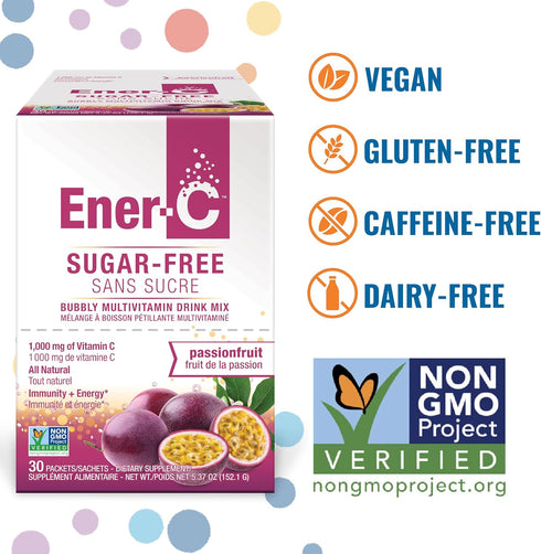 Packets, B12 60 Count Ener-C Sugar Free Multivitamin Drink Mix - Vitamin Powder for Water, Electrolytes Powder No