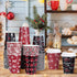 Hauwellter 100 Set 12oz, Christmas Disposable Coffee Cups with Lids Bulk Red and Black Xmas Holiday Hot Chocolate Party