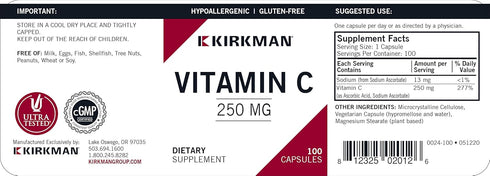 Kirkman Vitamin C 250 mg - 100 Count