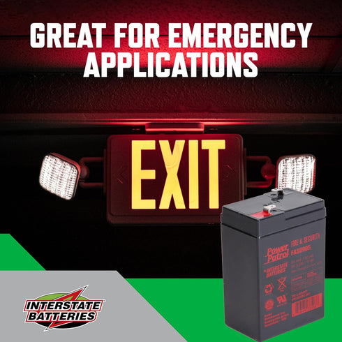 Interstate Batteries 6V 4Ah Fire & Security Battery (F1 Terminal), SLA AGM VRLA Rechargeable Replacement