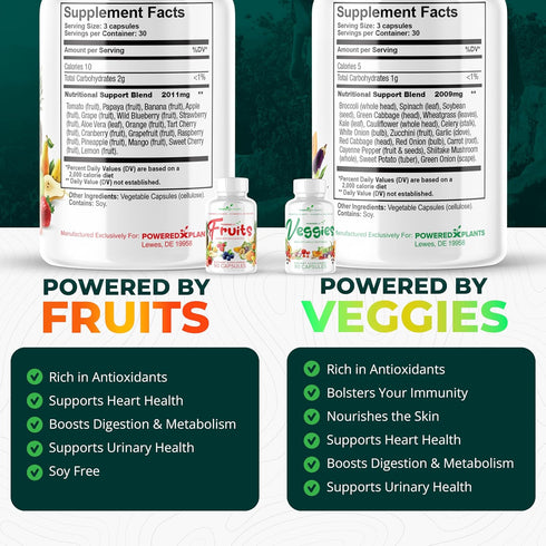 Fruits & Veggies Capsules, Natural Superfood with Vitamins & Minerals, Fruit & Vegetable Supplements for Adults (2 Pack)
