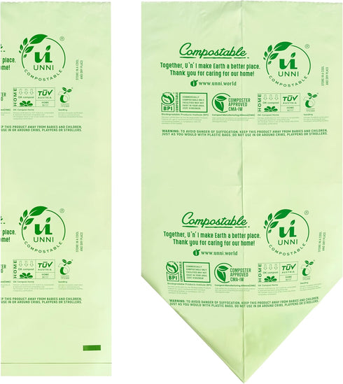 UNNI Compostable Liner Bags, 2.6 Gallon, 200 Count, Extra Thick 0.71 Mil, Small Kitchen Food Scrap Waste Bags