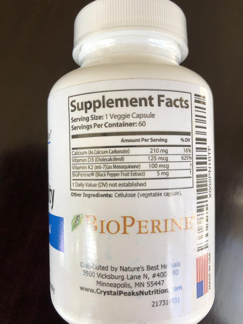 Ultra Premium Bone Formula - Calcium Carbonate with Vitamin K2 & D3 - 60 Capsules for Bone Strength