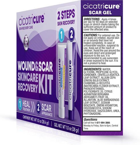 Cicatricure Skin Recovery Kit: Advanced Scar Gel & Open Wound Care Antibiotic Ointment, 1 oz Each