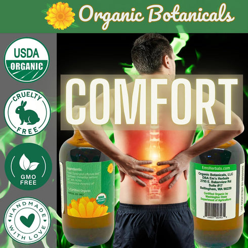 Organic Botanicals (2 oz) Pure Organic Comfrey Leaf Infused Oil - Skin Care for Joints, Back, Muscles, Fractures