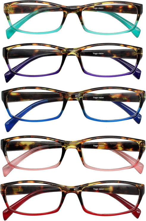 Yogo Vision Reading Glasses 5 Pairs Fashion Ladies Quality Designed Spring Hinge Readers for Women