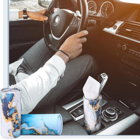 12 Pieces Printed Cylinder Car Tissues Boxes, Round Disposable Napkins for Travel Facial Tissues (Griotte Style)
