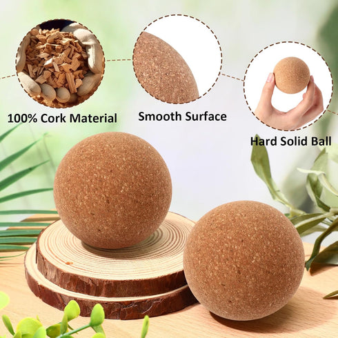 Seenelling 20 2.5 Inch Pcs Cork Massage Ball Solid Hard Myofascial Release Yoga Ball for Back Foot Neck Pain Therapy