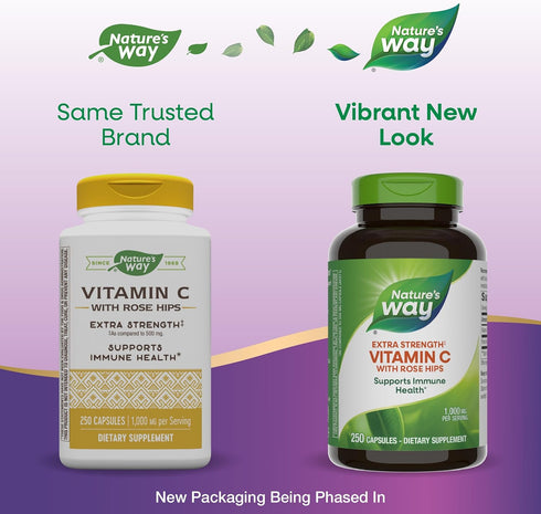 Nature's Way Vitamin C with Rose Hips, 1000 mg per Serving, 250 Capsules