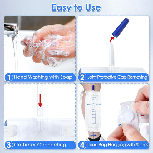 5 Pack 33.8oz/1000ml Leg Bag Urinary Drainage Bag with Cloth Straps, Catheter Leg Bags with Anti Reflux Valve for Men