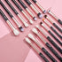 Jessup 15Pcs Professional Makeup Brush Set - Natural-Synthetic Hair Tools in Pearl Black/Rose Gold