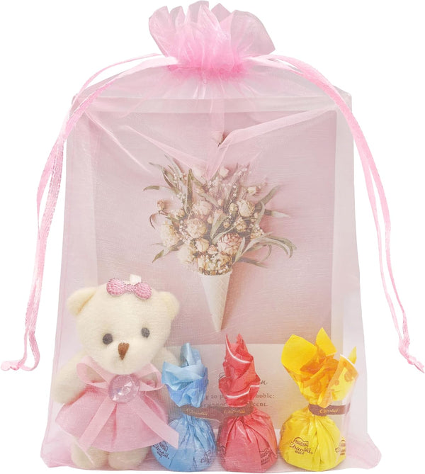 50pcs Large Pink Organza Bags 8X12 inch, Drawstring Jewelry Gift Bags for Baby Shower Birthday Wedding Party