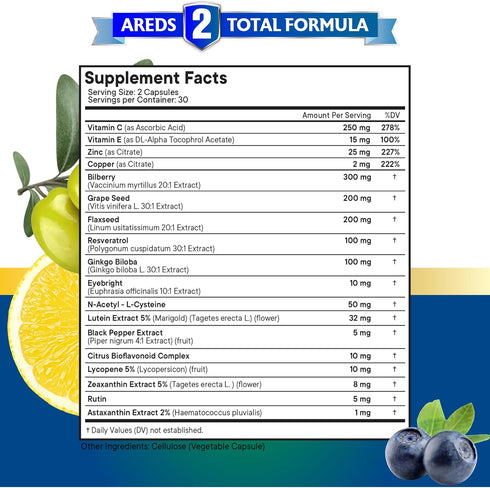 NEW AGE Eye Health Vitamins with Bilberry 6000mg Lutein & Zeaxanthin 40mg Lycopene 40mg Resveratrol 3000mg Grape Seed Extract 6000mg Astaxanthin - Eye Vitamin - 60 Count